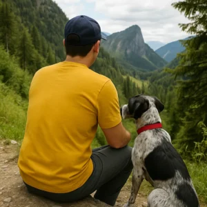 alvaro garcia con su perro en la montana